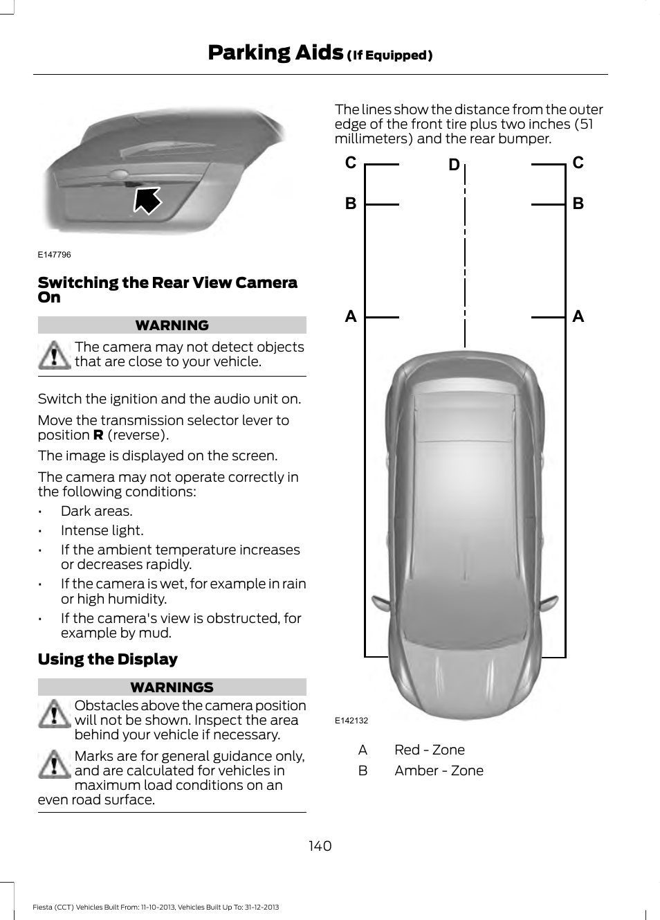 Parking aids | FORD 2014 Fiesta v.3 User Manual | Page 143 / 400