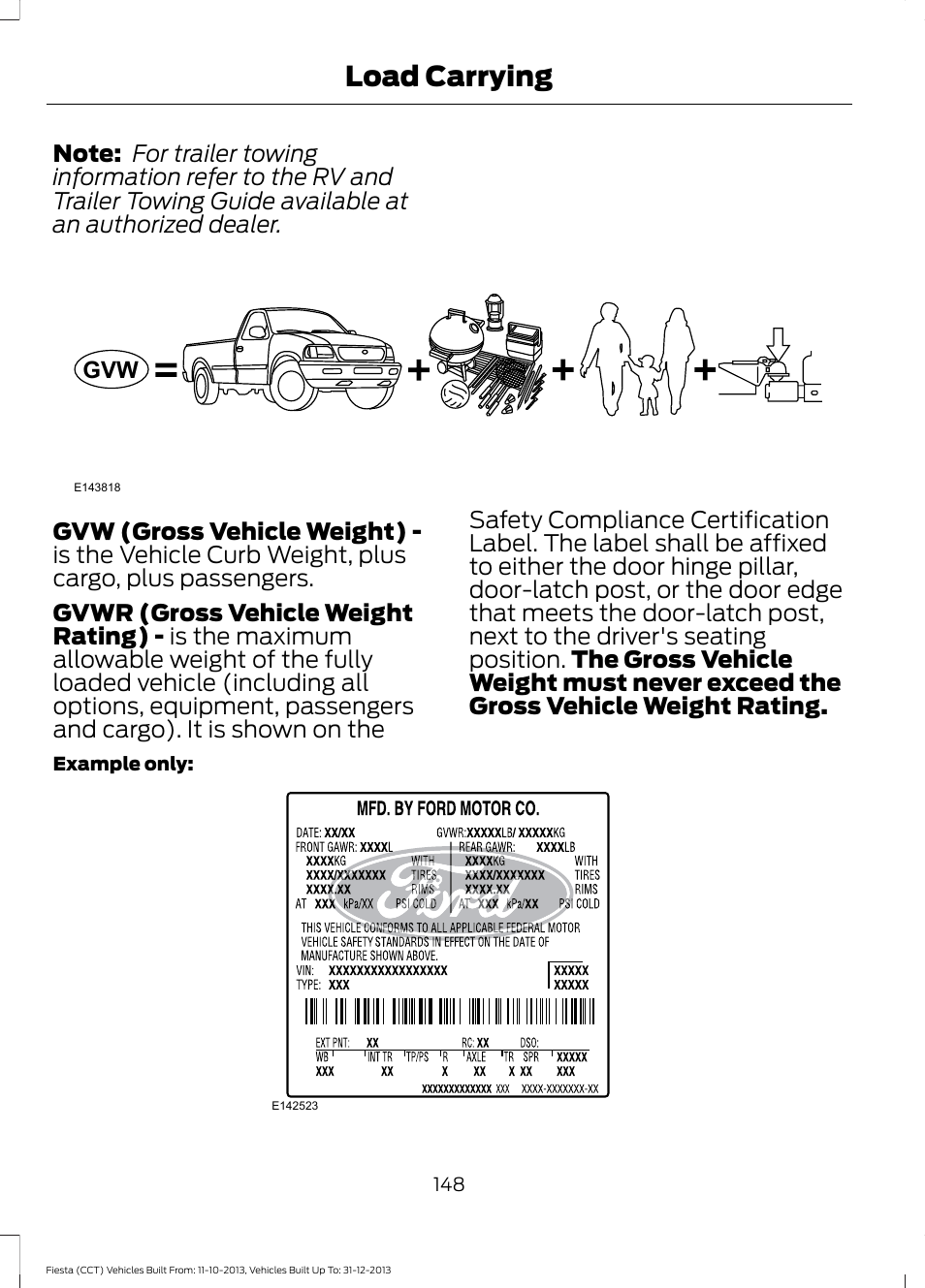Load carrying | FORD 2014 Fiesta v.3 User Manual | Page 151 / 400