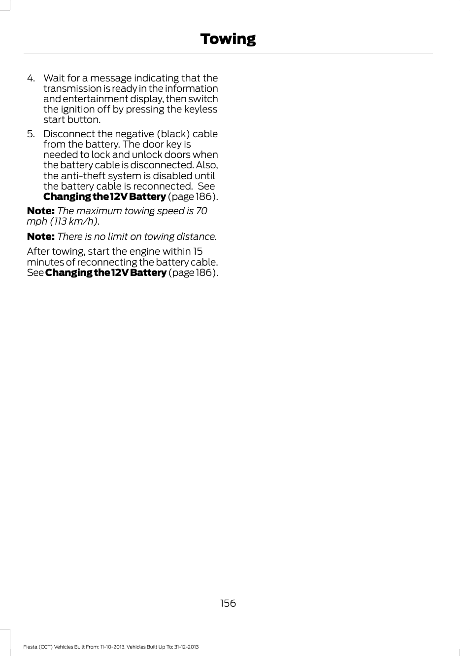 Towing | FORD 2014 Fiesta v.3 User Manual | Page 159 / 400