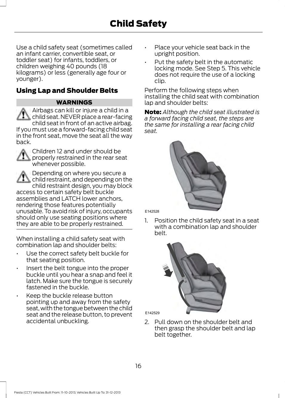 Child safety | FORD 2014 Fiesta v.3 User Manual | Page 19 / 400