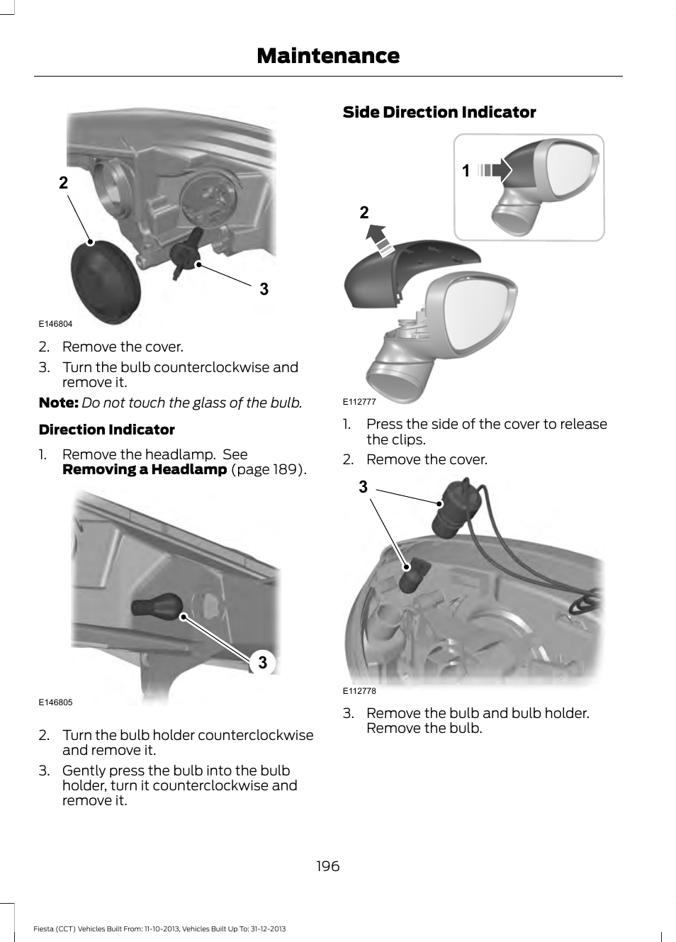 Maintenance | FORD 2014 Fiesta v.3 User Manual | Page 199 / 400