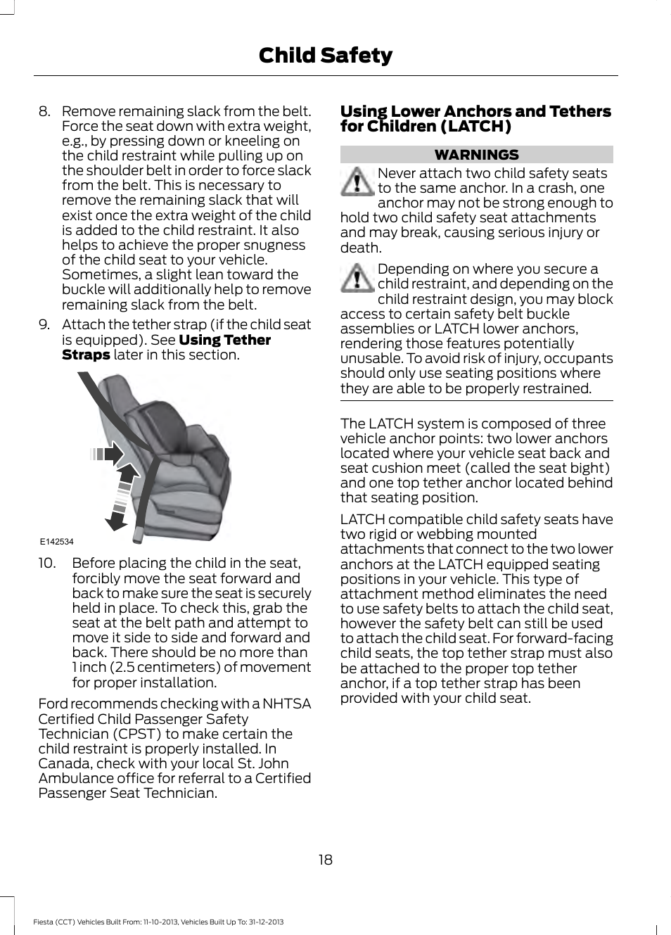 Child safety | FORD 2014 Fiesta v.3 User Manual | Page 21 / 400