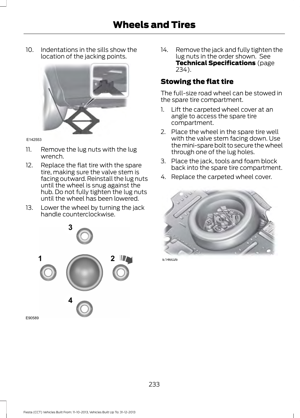 Wheels and tires | FORD 2014 Fiesta v.3 User Manual | Page 236 / 400