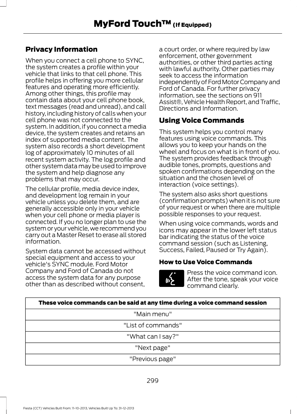 Myford touch | FORD 2014 Fiesta v.3 User Manual | Page 302 / 400