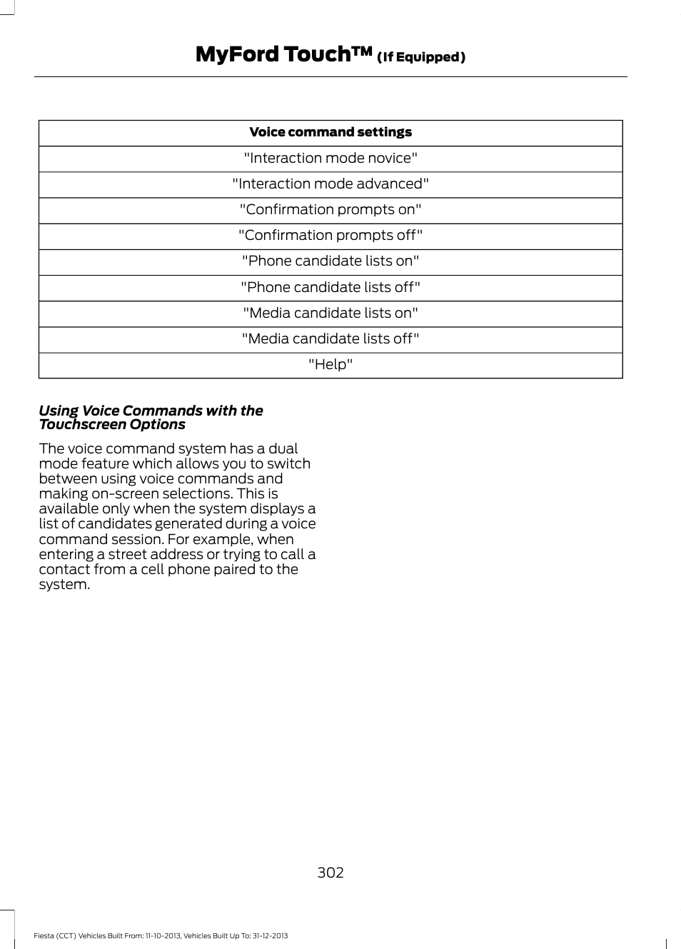 Myford touch | FORD 2014 Fiesta v.3 User Manual | Page 305 / 400
