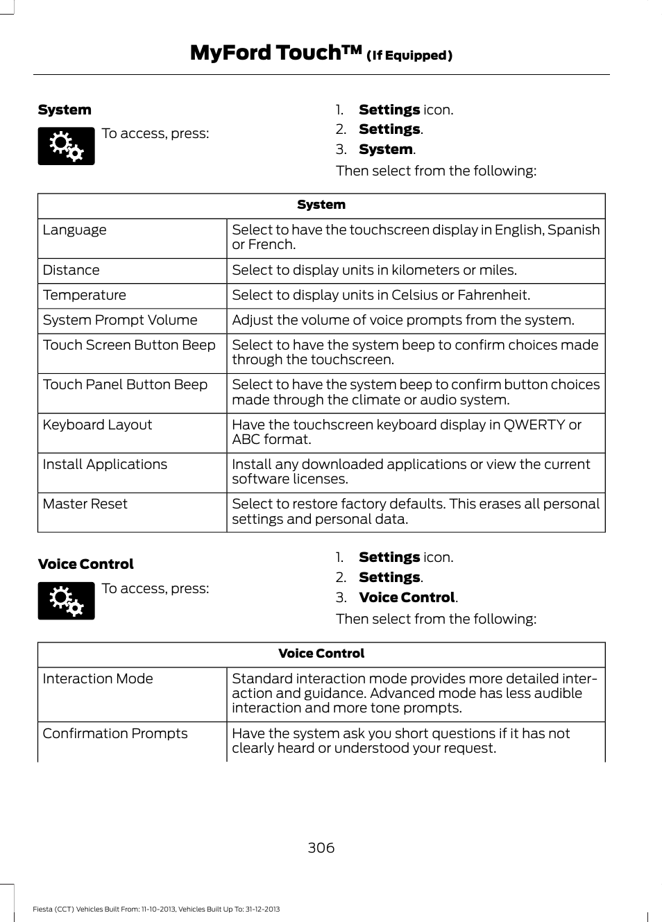 Myford touch | FORD 2014 Fiesta v.3 User Manual | Page 309 / 400