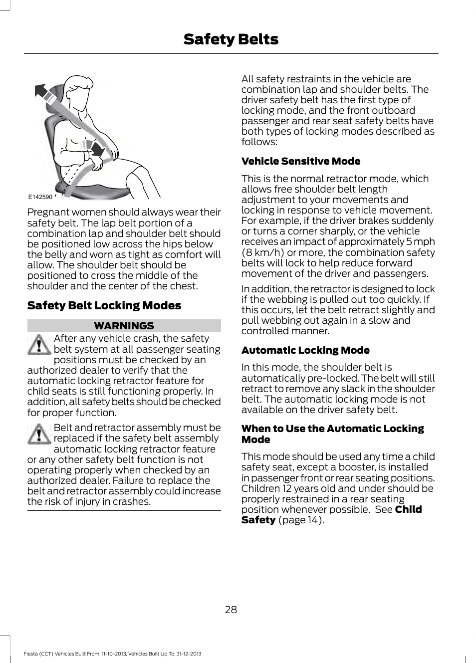 Safety belts | FORD 2014 Fiesta v.3 User Manual | Page 31 / 400