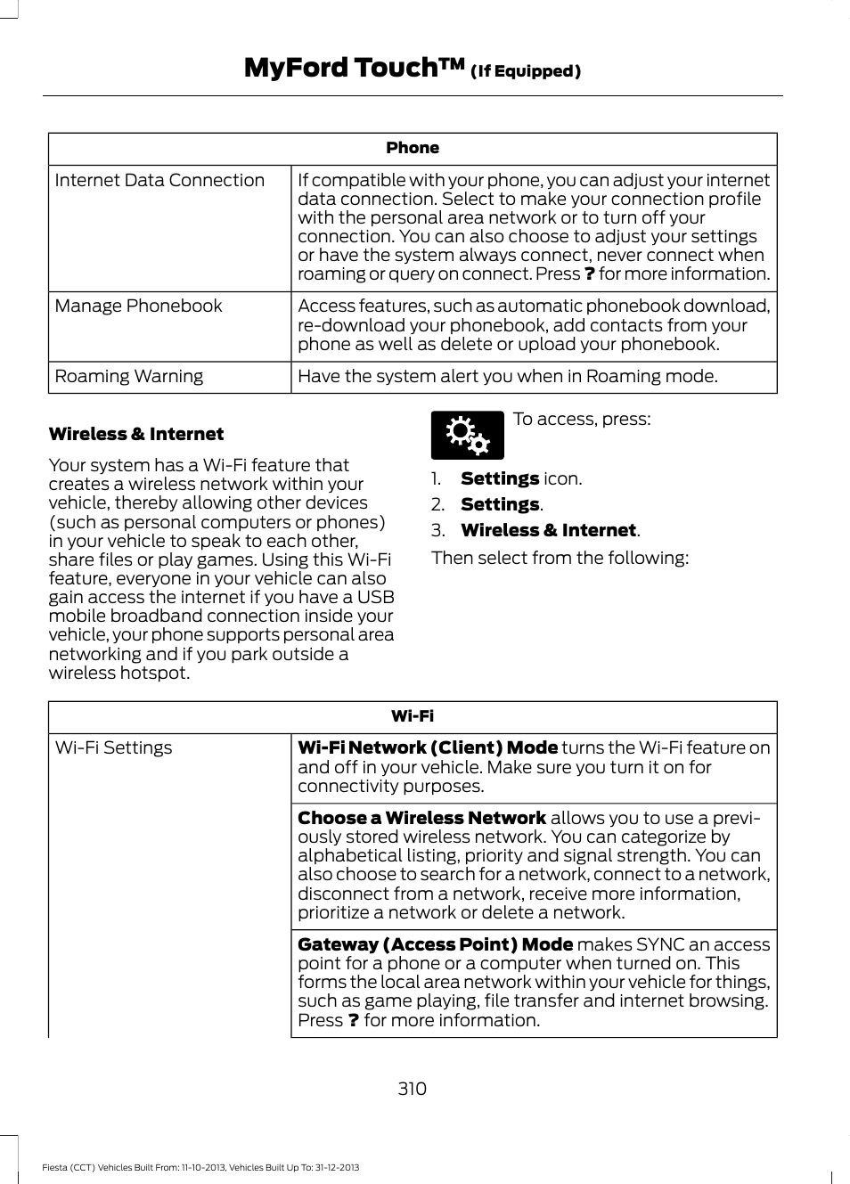 Myford touch | FORD 2014 Fiesta v.3 User Manual | Page 313 / 400
