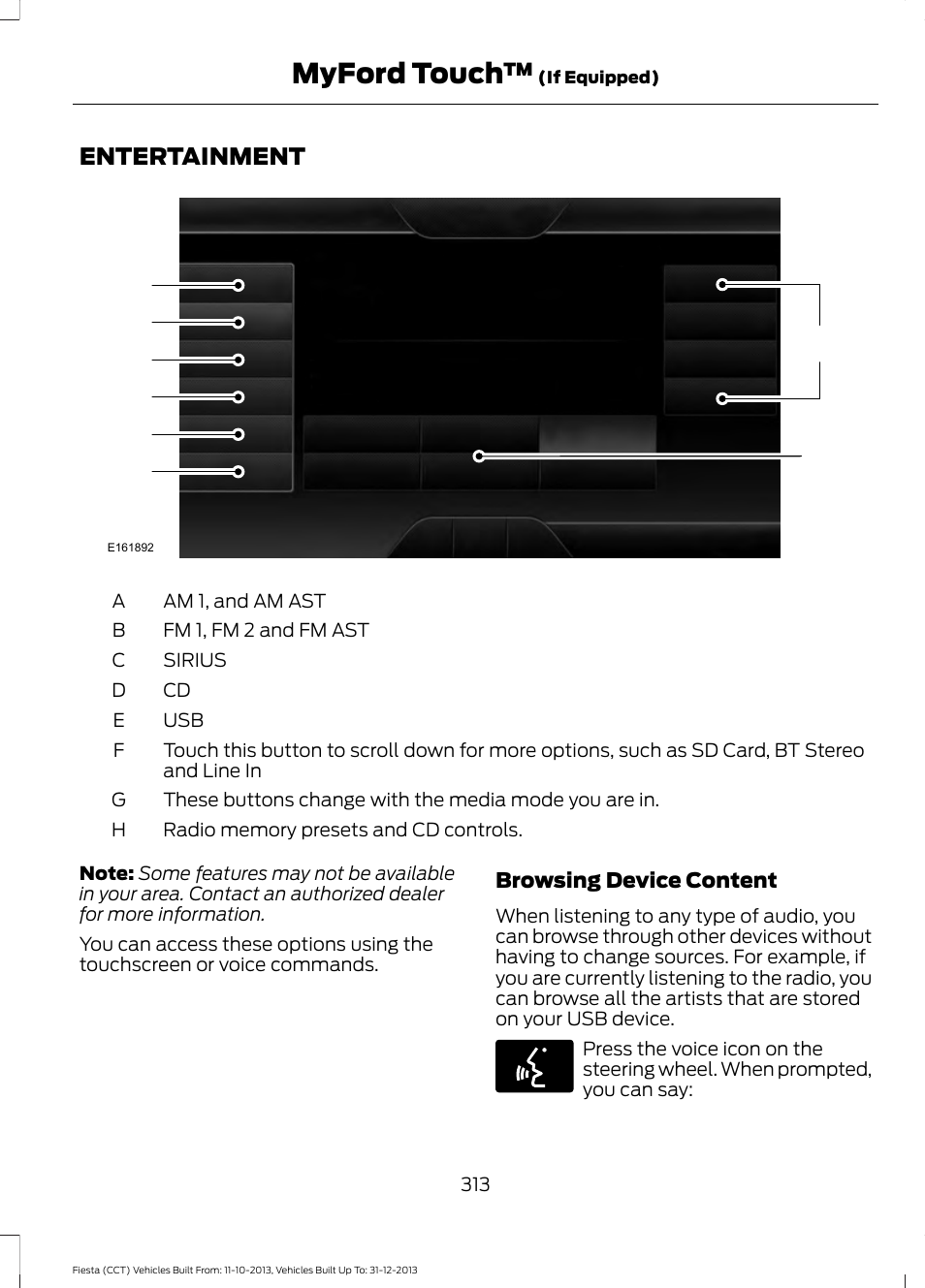 Entertainment, Myford touch | FORD 2014 Fiesta v.3 User Manual | Page 316 / 400