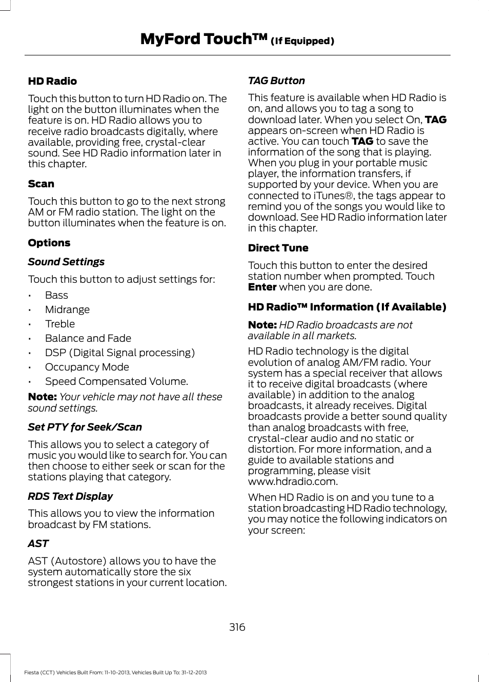 Myford touch | FORD 2014 Fiesta v.3 User Manual | Page 319 / 400