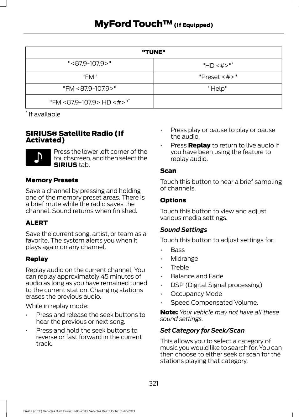 Myford touch | FORD 2014 Fiesta v.3 User Manual | Page 324 / 400