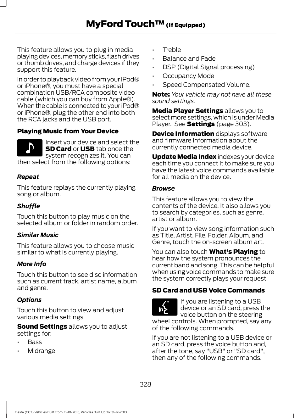 Myford touch | FORD 2014 Fiesta v.3 User Manual | Page 331 / 400