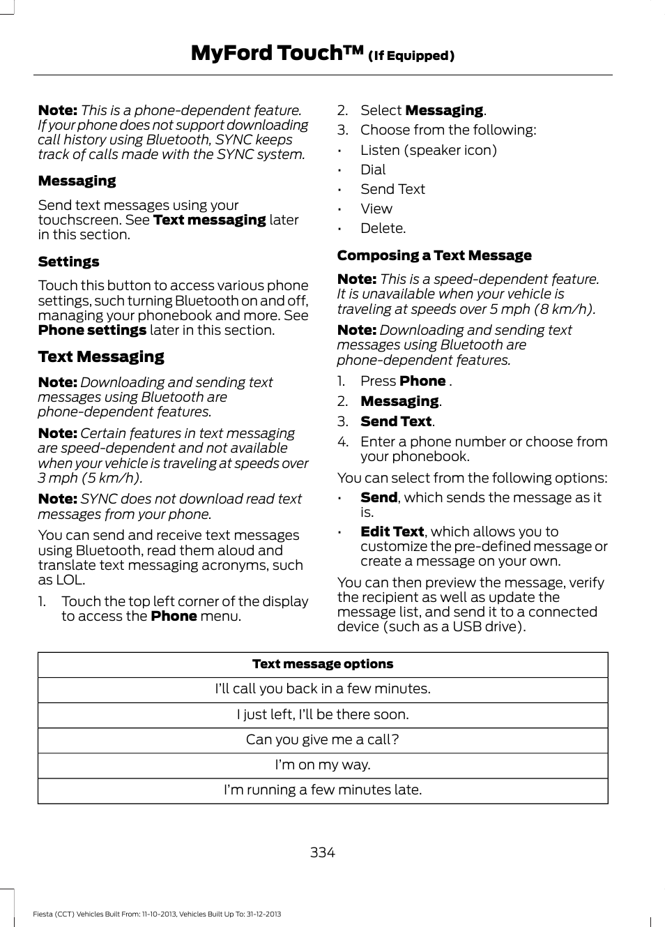Myford touch | FORD 2014 Fiesta v.3 User Manual | Page 337 / 400
