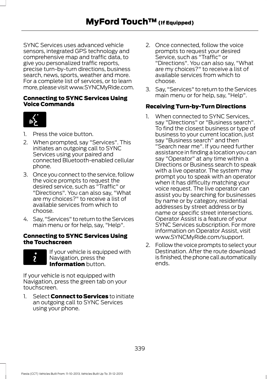 Myford touch | FORD 2014 Fiesta v.3 User Manual | Page 342 / 400