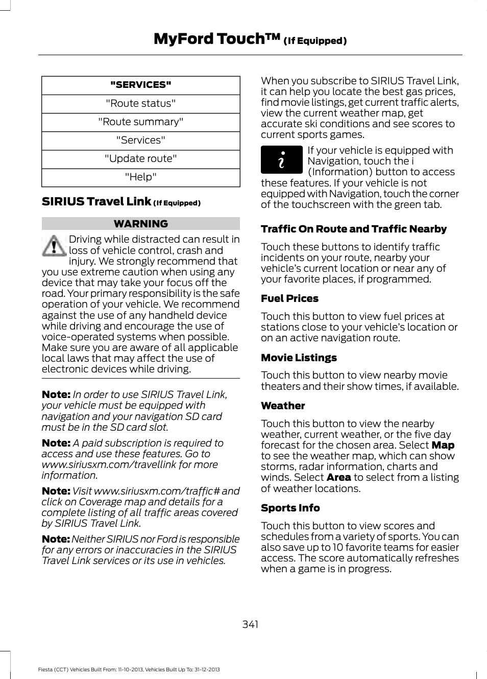 Myford touch | FORD 2014 Fiesta v.3 User Manual | Page 344 / 400