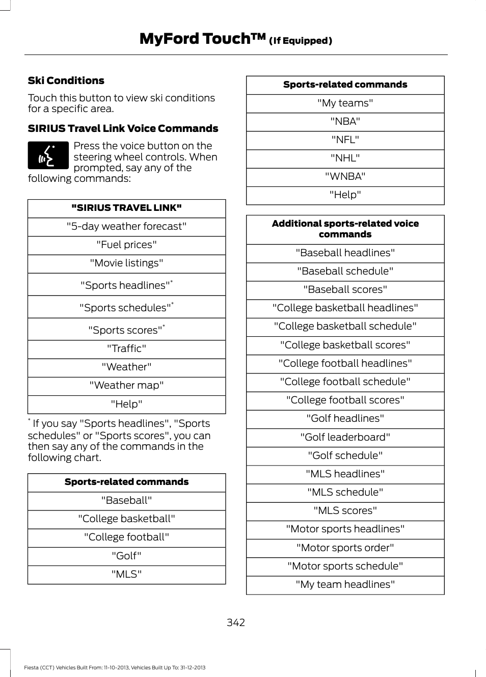 Myford touch | FORD 2014 Fiesta v.3 User Manual | Page 345 / 400