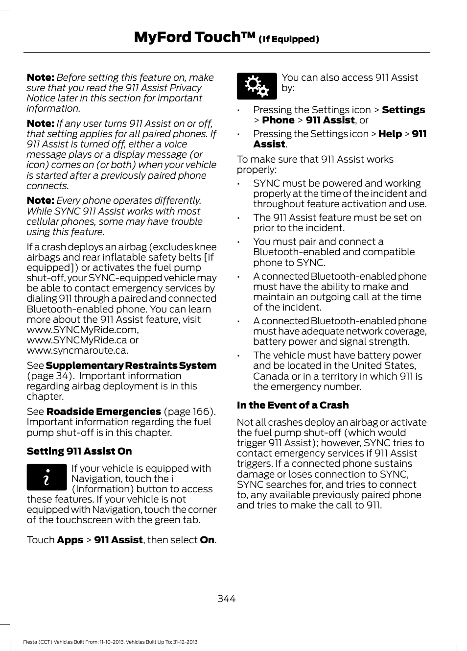 Myford touch | FORD 2014 Fiesta v.3 User Manual | Page 347 / 400