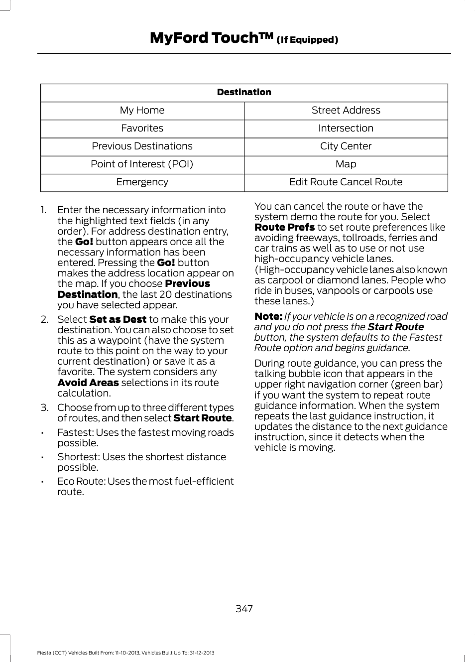 Myford touch | FORD 2014 Fiesta v.3 User Manual | Page 350 / 400
