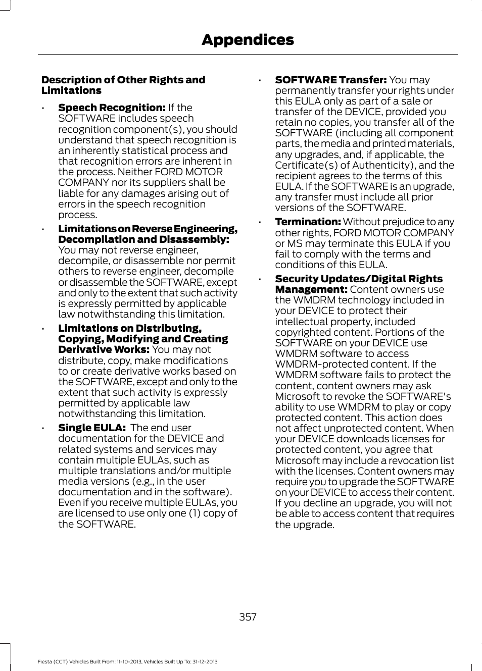 Appendices | FORD 2014 Fiesta v.3 User Manual | Page 360 / 400