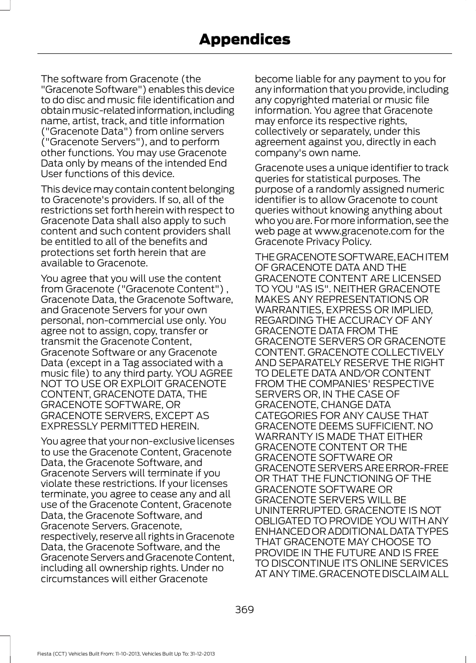 Appendices | FORD 2014 Fiesta v.3 User Manual | Page 372 / 400