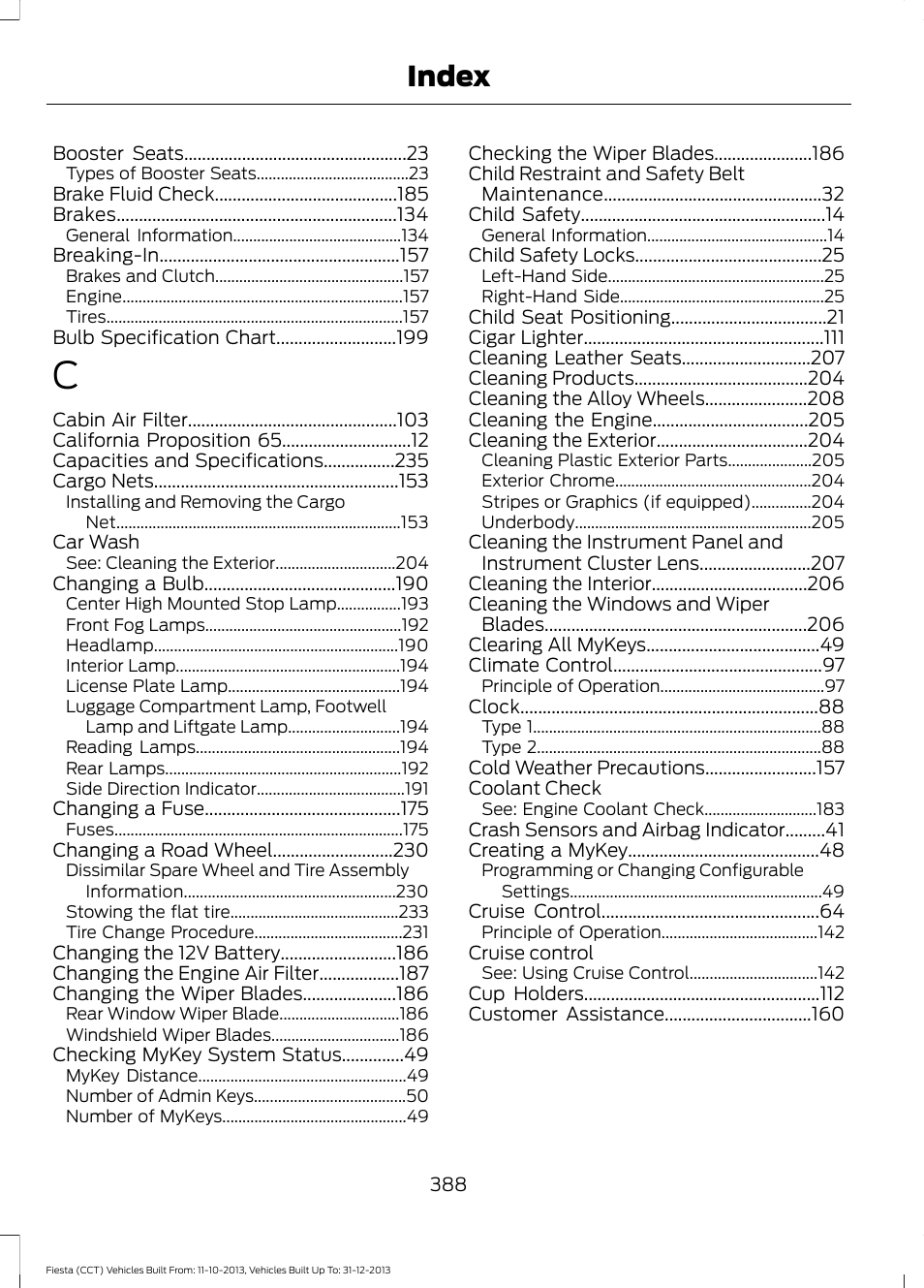 Index | FORD 2014 Fiesta v.3 User Manual | Page 391 / 400