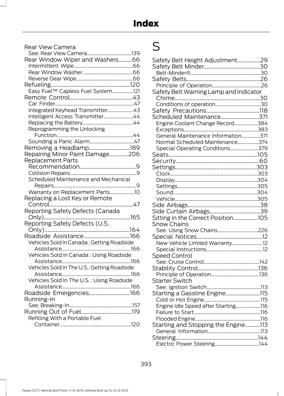 Index | FORD 2014 Fiesta v.3 User Manual | Page 396 / 400