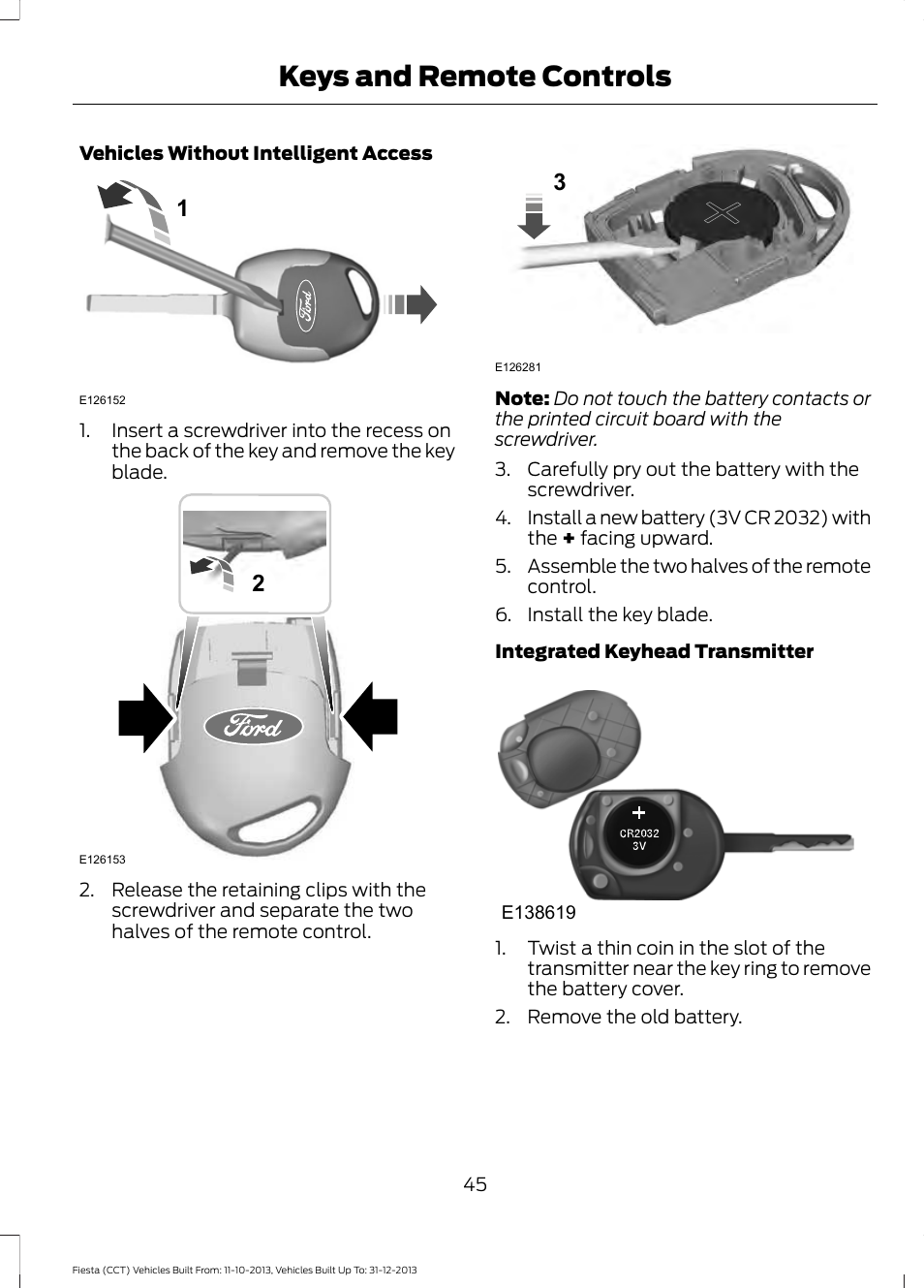 Keys and remote controls | FORD 2014 Fiesta v.3 User Manual | Page 48 / 400