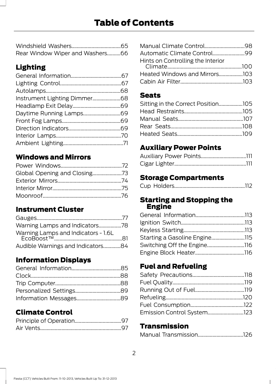 FORD 2014 Fiesta v.3 User Manual | Page 5 / 400