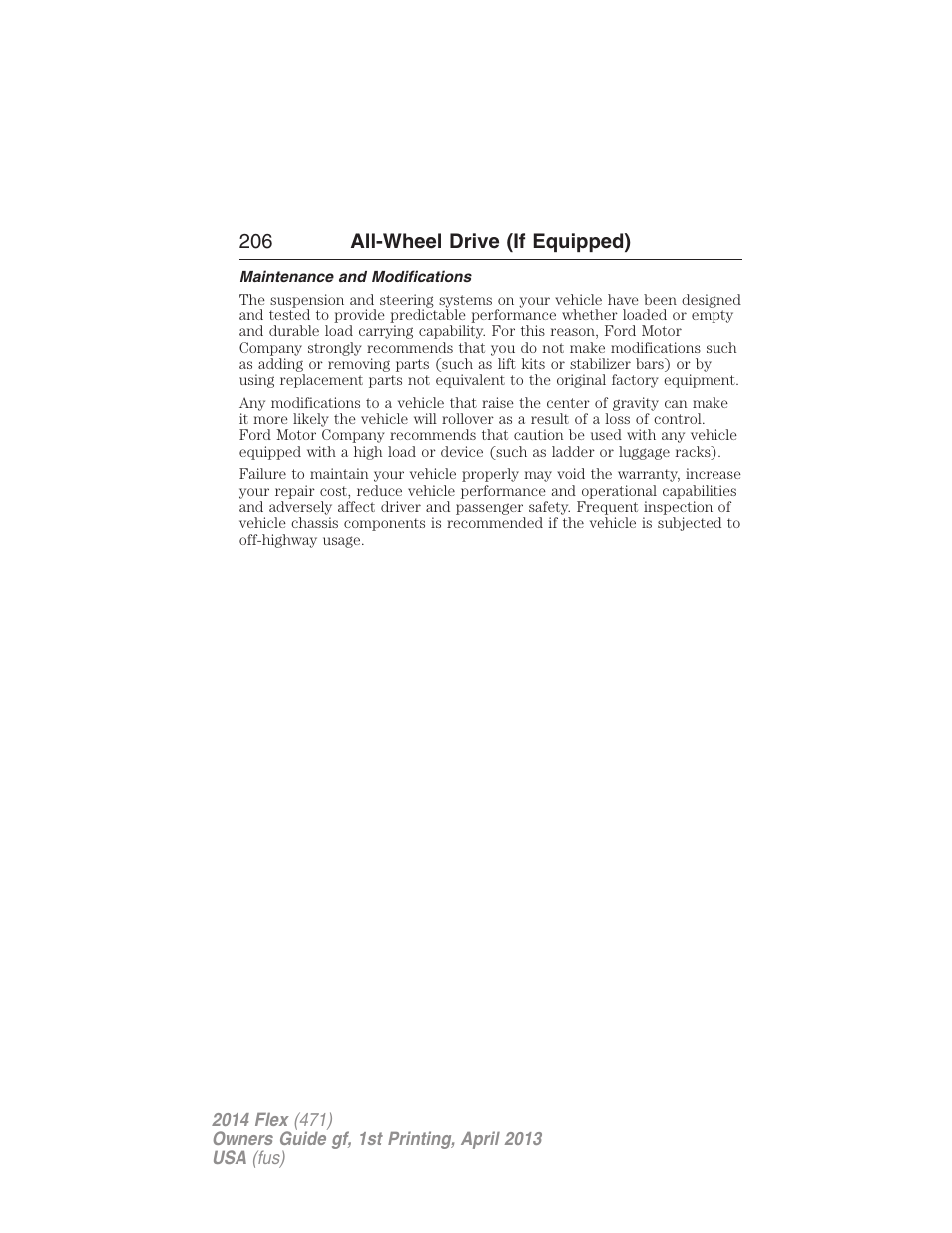 Maintenance and modifications | FORD 2014 Flex v.1 User Manual | Page 207 / 554