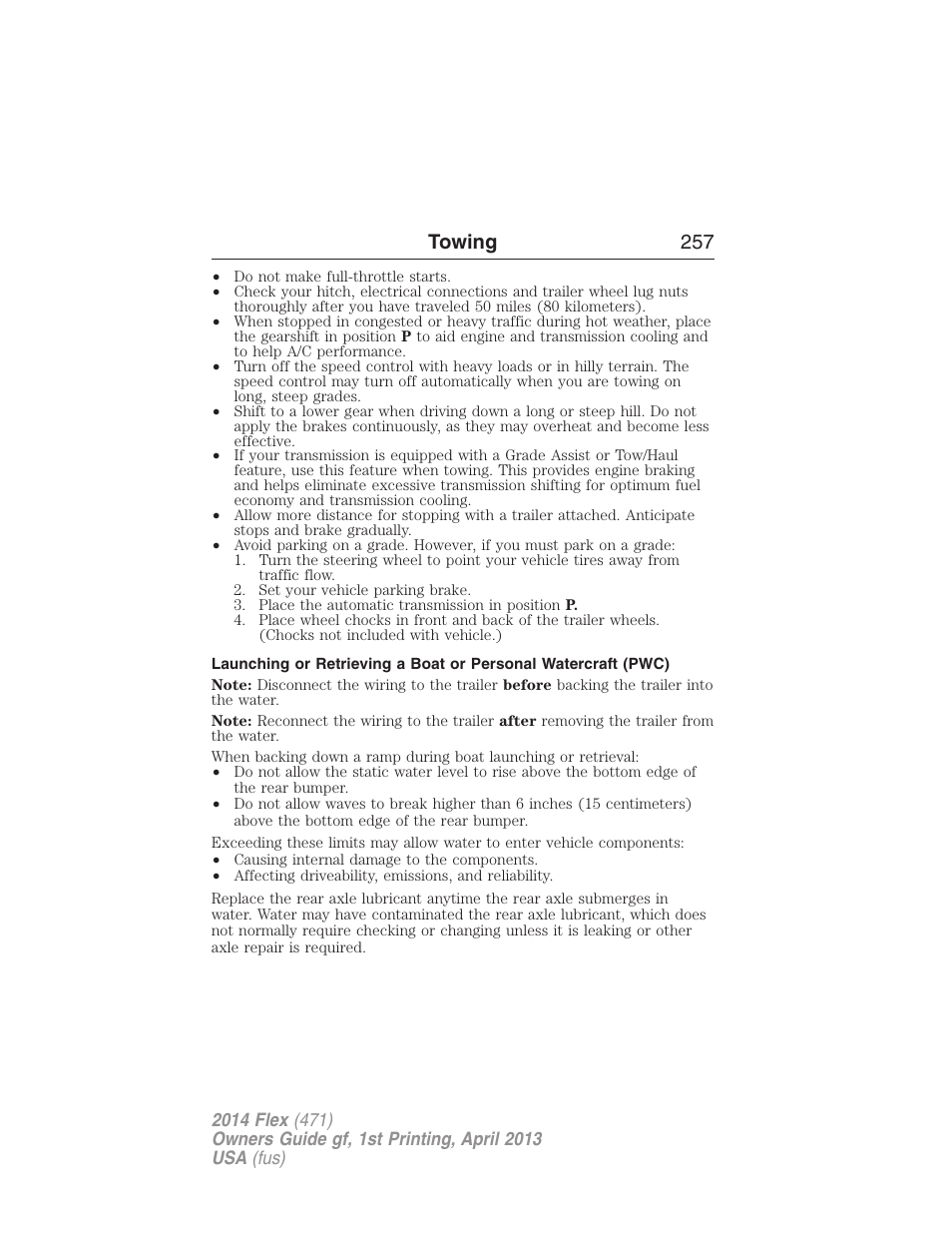 Towing 257 | FORD 2014 Flex v.1 User Manual | Page 258 / 554