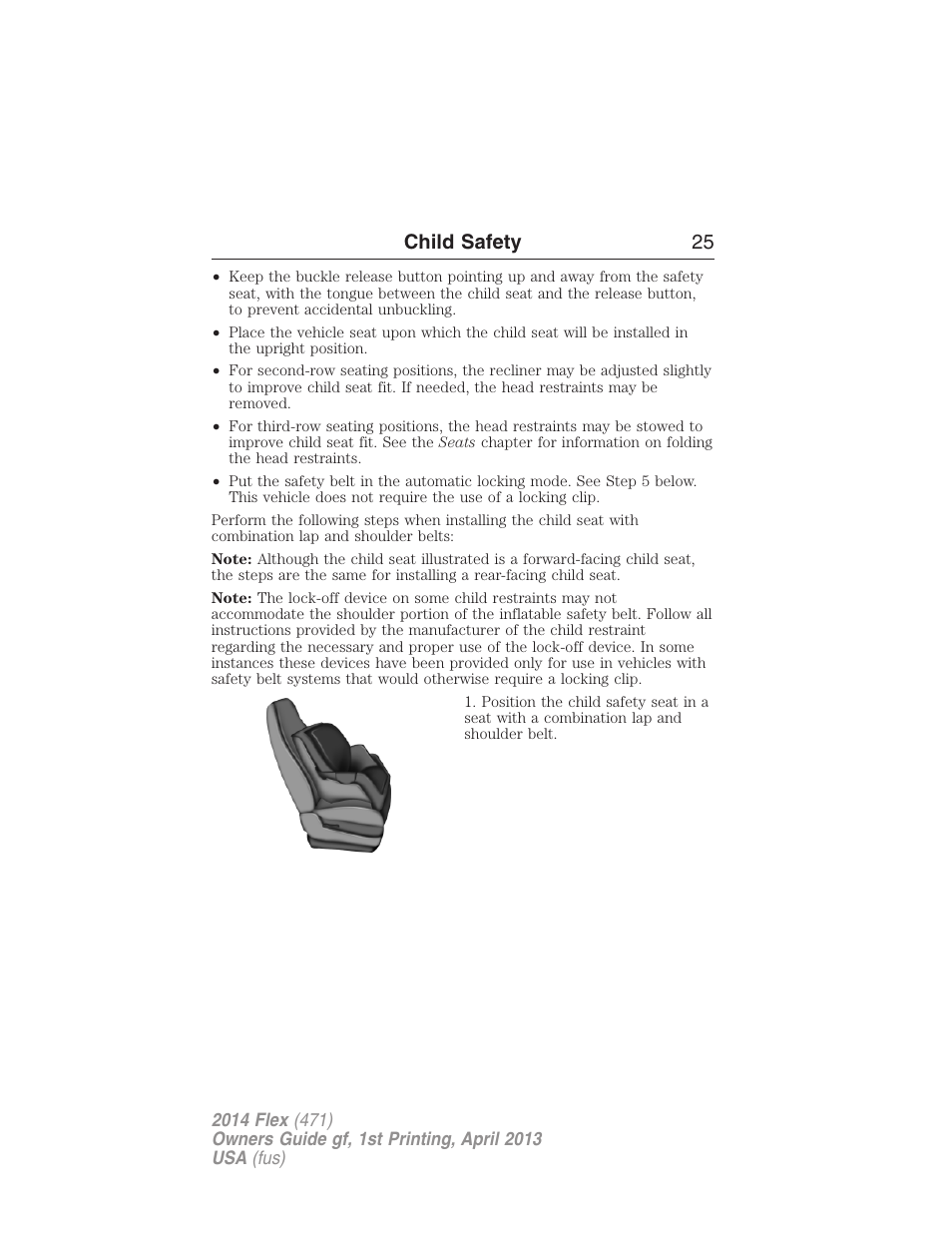 Child safety 25 | FORD 2014 Flex v.1 User Manual | Page 26 / 554