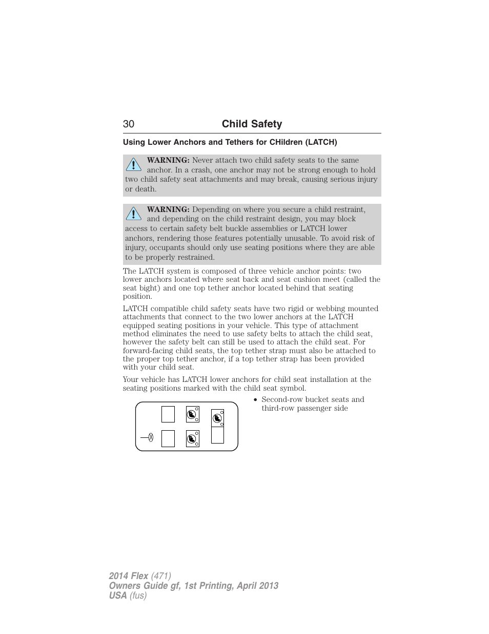 30 child safety | FORD 2014 Flex v.1 User Manual | Page 31 / 554
