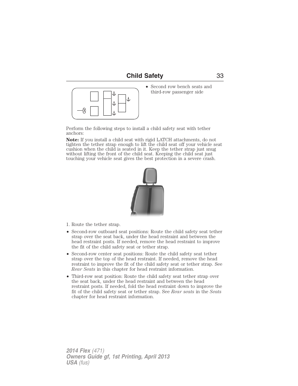 Child safety 33 | FORD 2014 Flex v.1 User Manual | Page 34 / 554