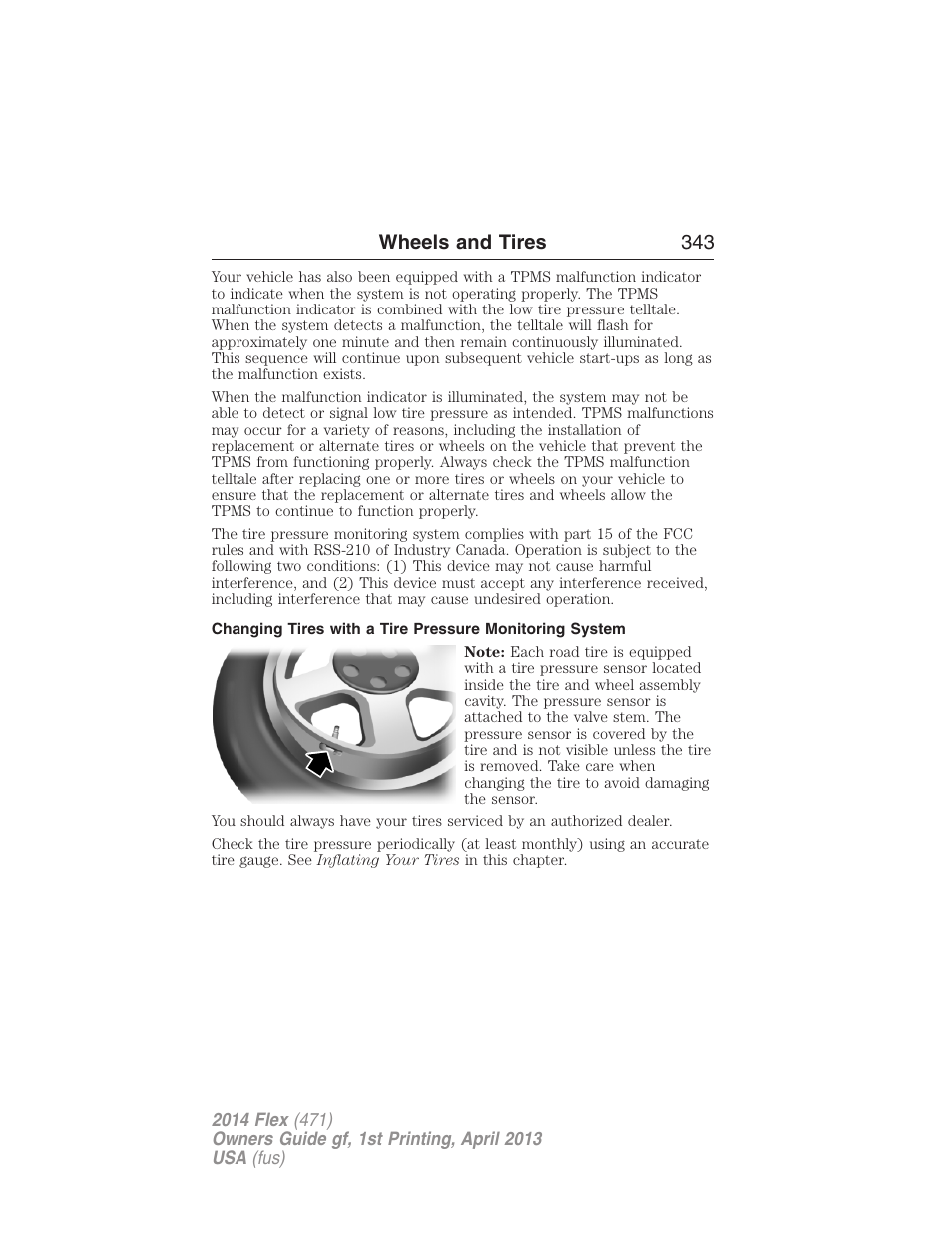 Wheels and tires 343 | FORD 2014 Flex v.1 User Manual | Page 344 / 554