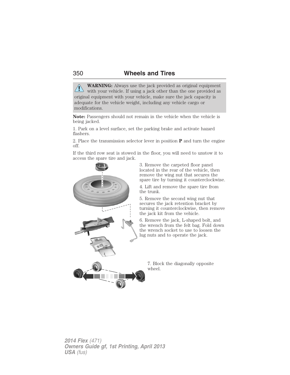 350 wheels and tires | FORD 2014 Flex v.1 User Manual | Page 351 / 554