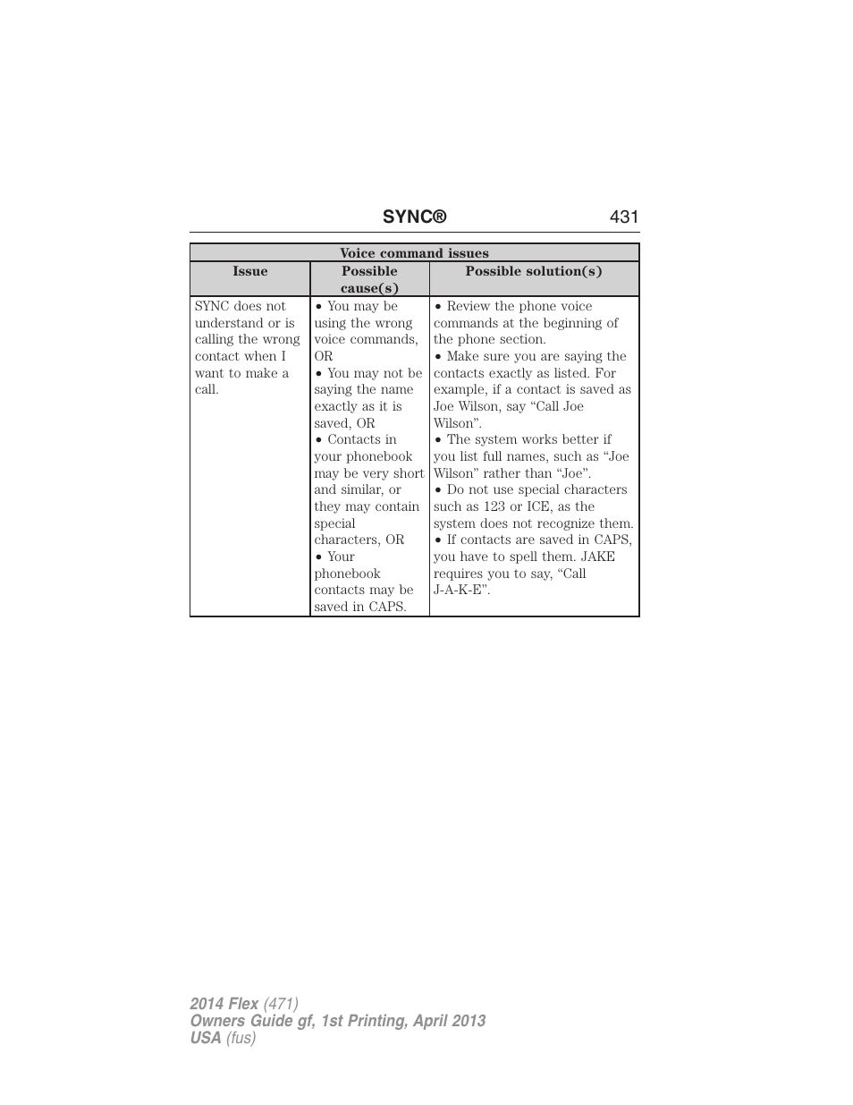 Sync® 431 | FORD 2014 Flex v.1 User Manual | Page 432 / 554