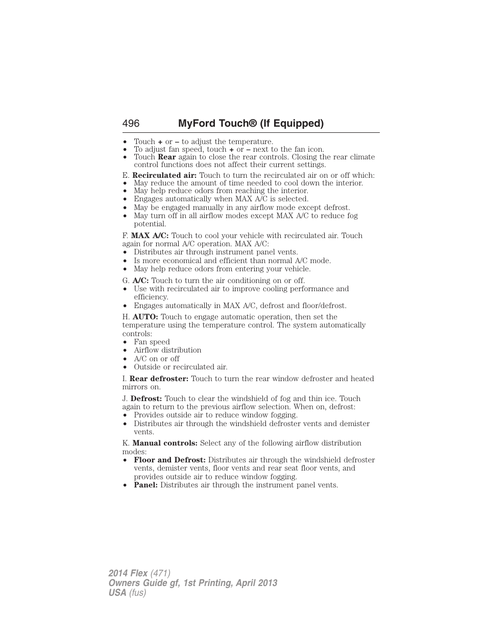 496 myford touch® (if equipped) | FORD 2014 Flex v.1 User Manual | Page 497 / 554