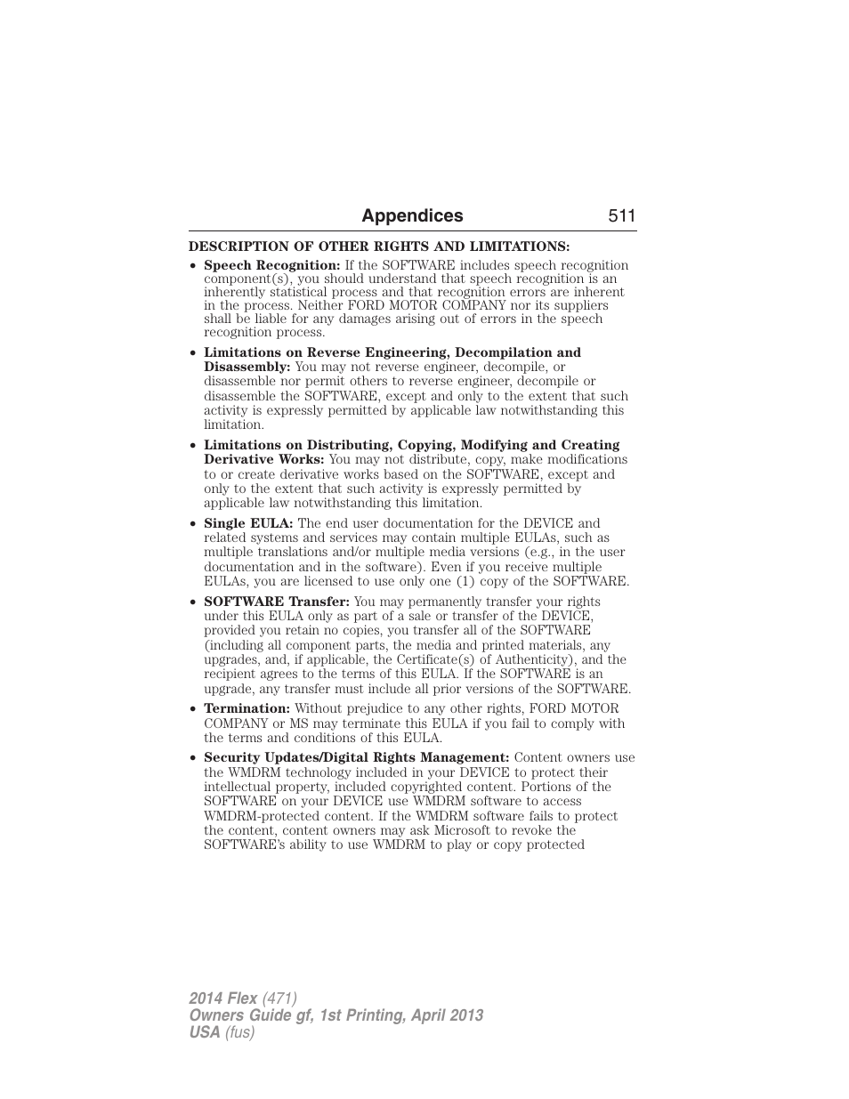 Appendices 511 | FORD 2014 Flex v.1 User Manual | Page 512 / 554