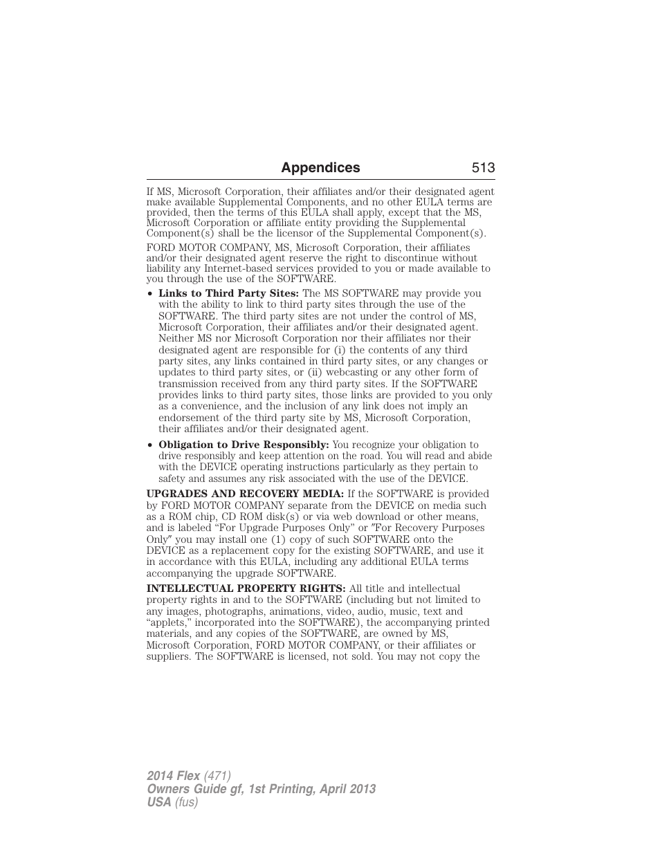 Appendices 513 | FORD 2014 Flex v.1 User Manual | Page 514 / 554