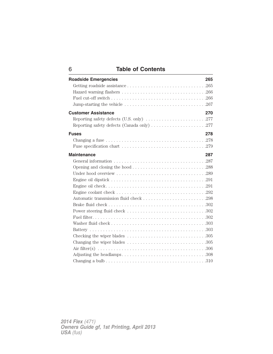 6table of contents | FORD 2014 Flex v.1 User Manual | Page 7 / 554