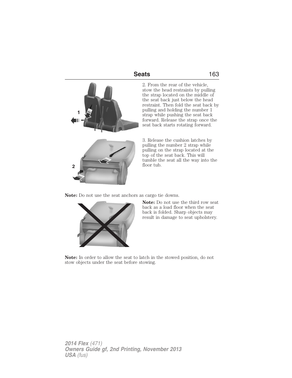 Seats 163 | FORD 2014 Flex v.2 User Manual | Page 164 / 555