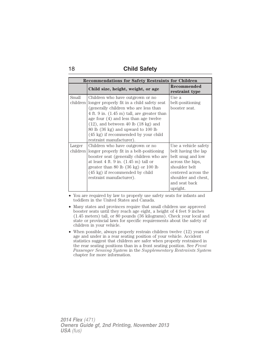 18 child safety | FORD 2014 Flex v.2 User Manual | Page 19 / 555
