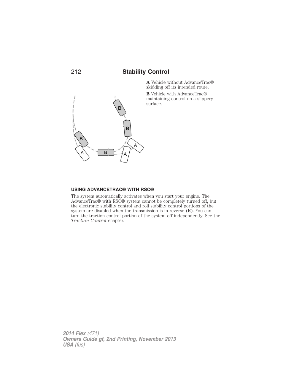 Using advancetrac® with rsc | FORD 2014 Flex v.2 User Manual | Page 213 / 555