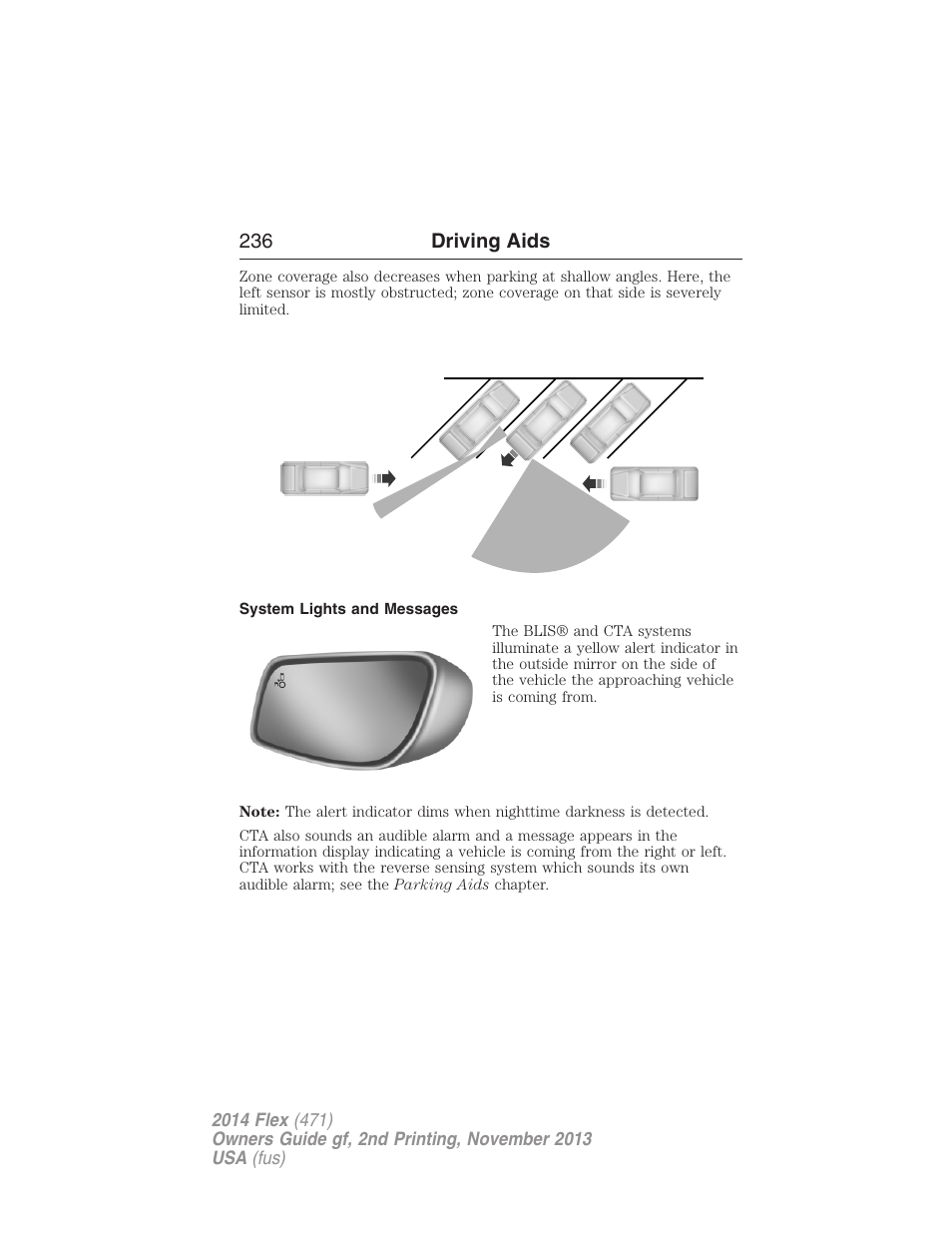 System lights and messages | FORD 2014 Flex v.2 User Manual | Page 237 / 555