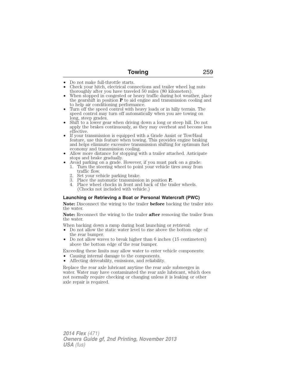 Towing 259 | FORD 2014 Flex v.2 User Manual | Page 260 / 555