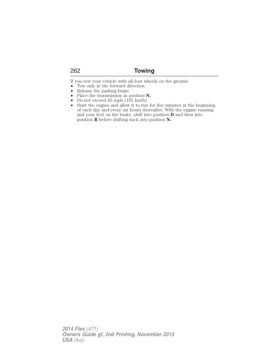 262 towing | FORD 2014 Flex v.2 User Manual | Page 263 / 555