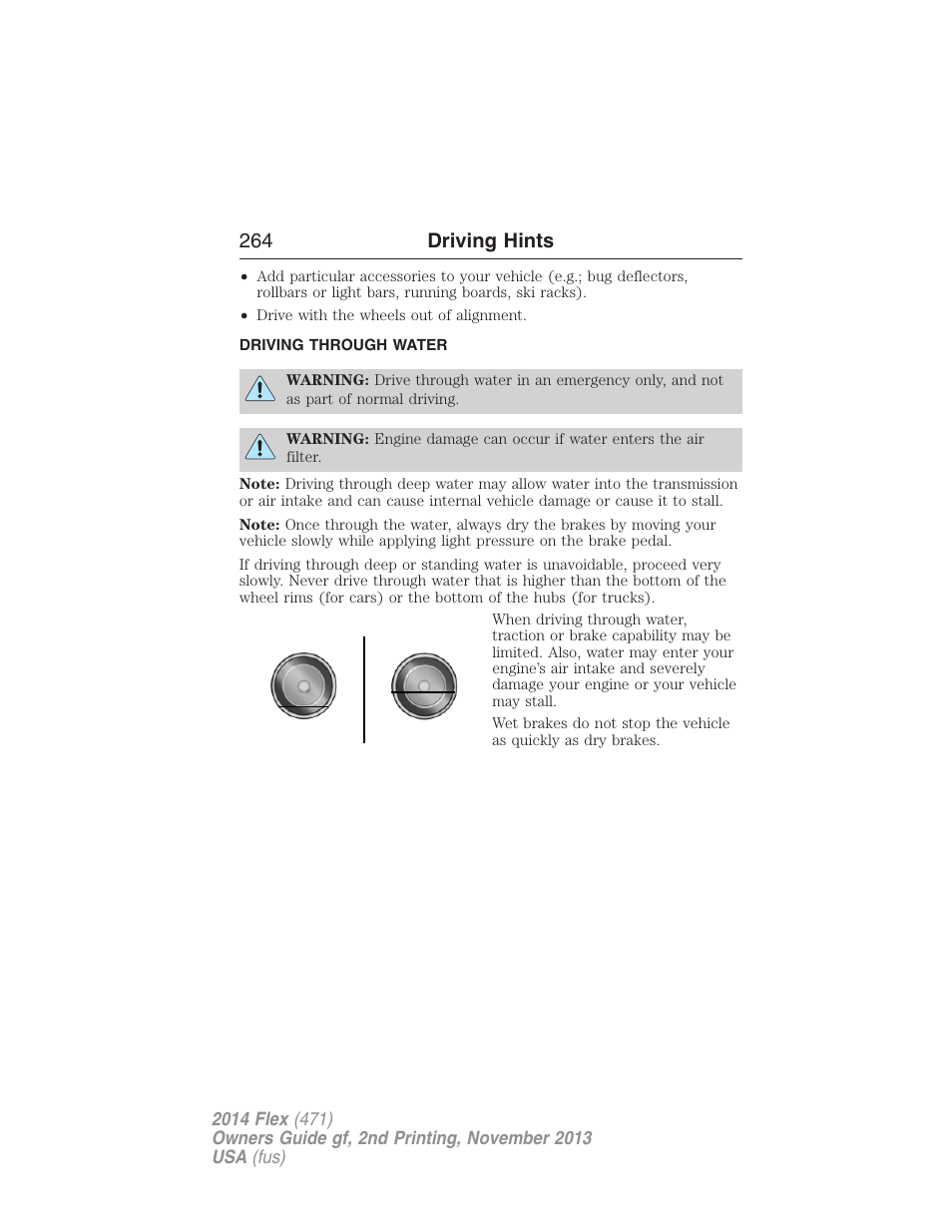 Driving through water, 264 driving hints | FORD 2014 Flex v.2 User Manual | Page 265 / 555