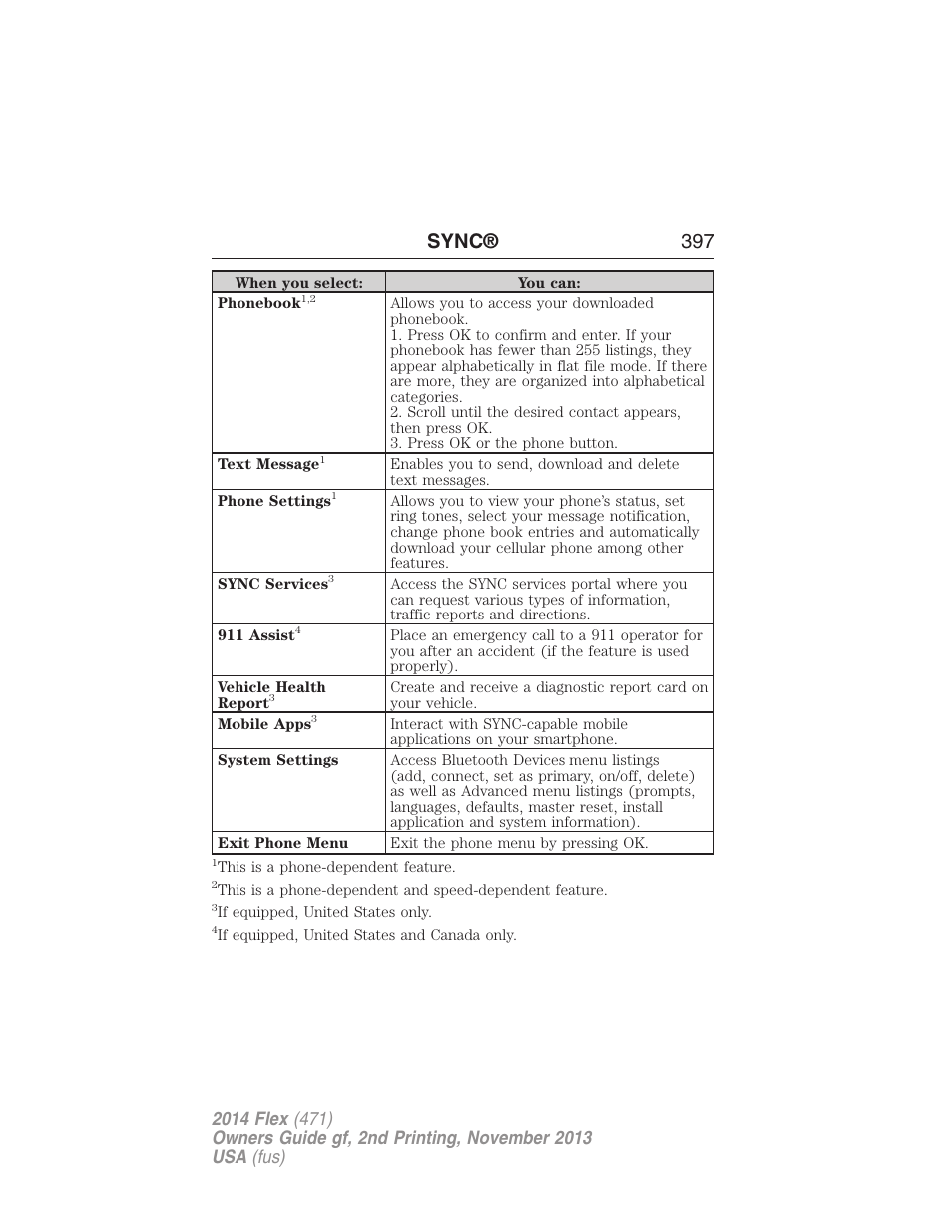 Sync® 397 | FORD 2014 Flex v.2 User Manual | Page 398 / 555
