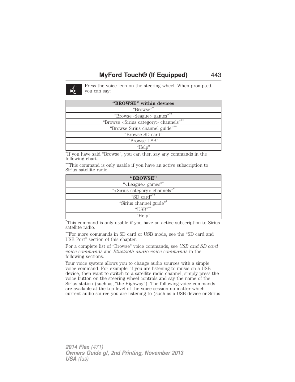 Myford touch® (if equipped) 443 | FORD 2014 Flex v.2 User Manual | Page 444 / 555