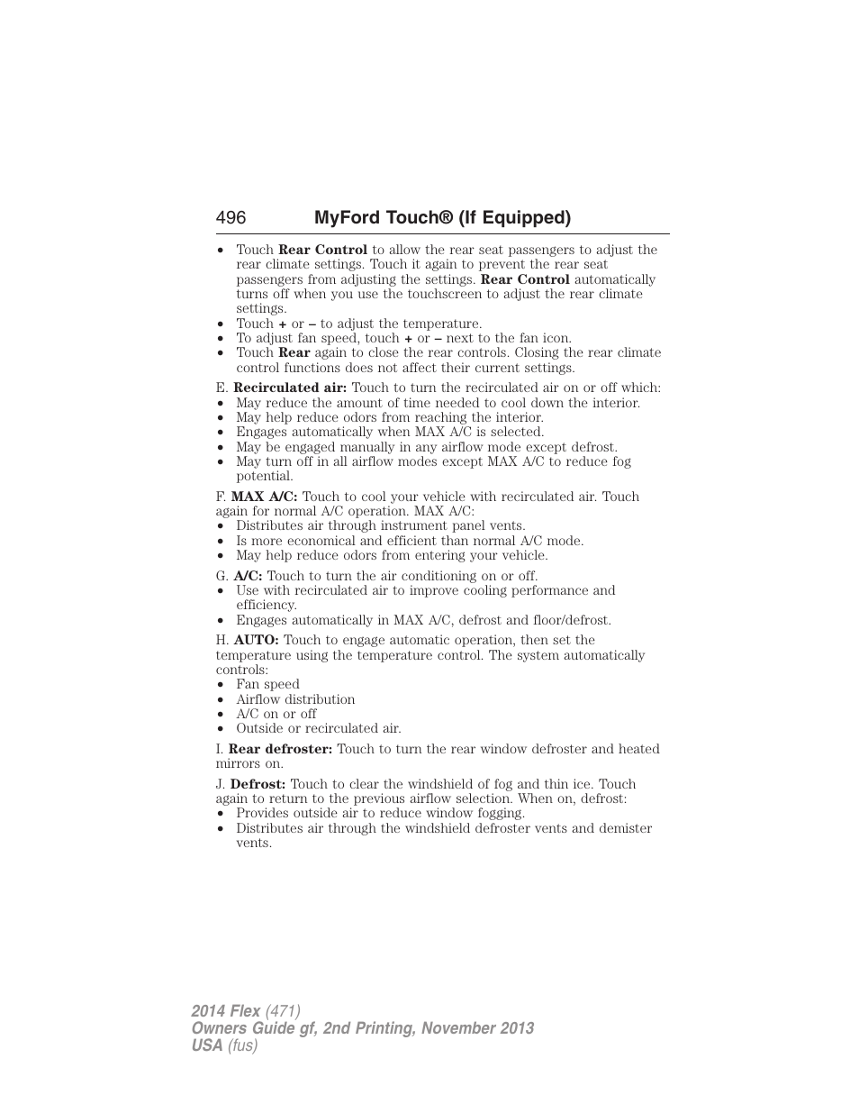 496 myford touch® (if equipped) | FORD 2014 Flex v.2 User Manual | Page 497 / 555